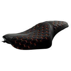 C.C. RIDER Orange Honeycomb Sportster Seat 2 up Seat Iron 883 Iron 1200 XL883 XL1200 Bobbor Seat, 2004-2023