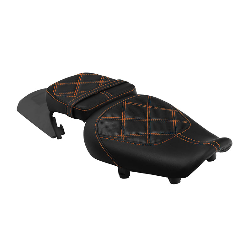 C.C. RIDER Sportster Seat 2 Piece Seat Driver And Passegner Seat Orange Lattice Stitching Fit For Harley Sportster S RH1250S 2021-Later