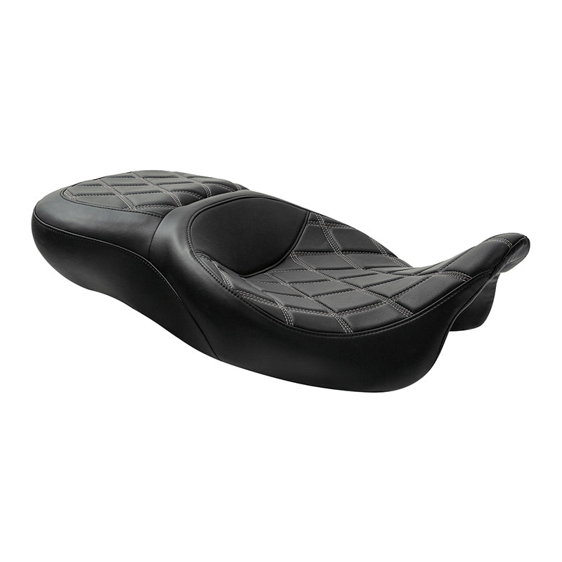 C.C. RIDER Touring Seat 2 Up Seat Driver Passenger Seat Double Roll For Harley CVO Road Glide Electra Glide Street Glide Road King, 2009-2023