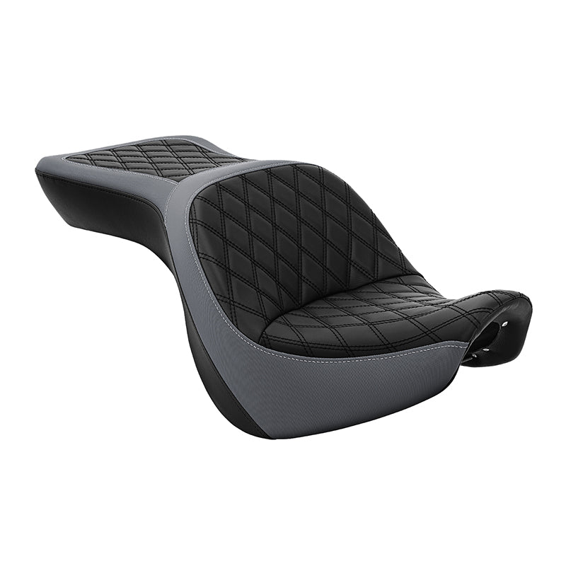 C.C. RIDER VN900 Vulcan Classic One Piece Seat Standard Driver Passenger Seat Grey Stripe For Kawasaki Vulcan Classic, 2006-2025