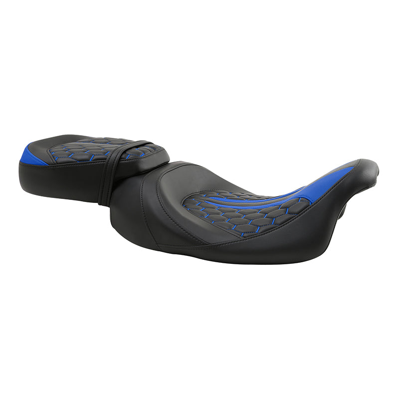 C.C. RIDER Touring Seat Two Piece 2 Up Seat Low Profile Driver Passenger Seat Custom For Street Glide Road King Road Glide, 2009-2023