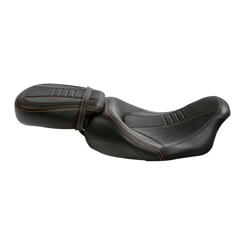 C.C. RIDER Touring Seat Two Piece 2 Up Seat Low Profile Driver Passenger Seat Bulllet For Road King Road Glide Street Glide, 2009-2023