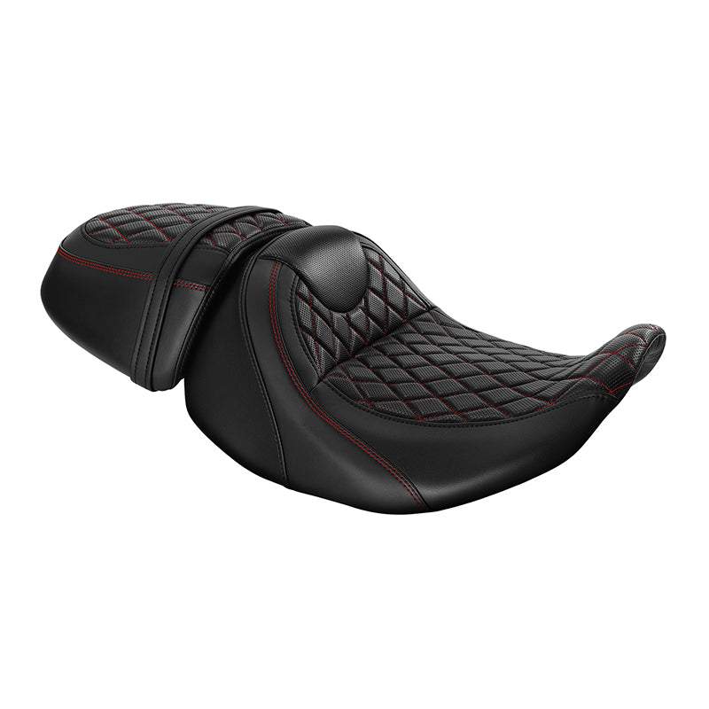 Gel Seat C.C. RIDER Touring Seat Two Piece 2 Up Seat Driver Solo Seat Passenger Seat Lattice Stitching For CVO Road Glide CVO Street Glide, 2023-2025