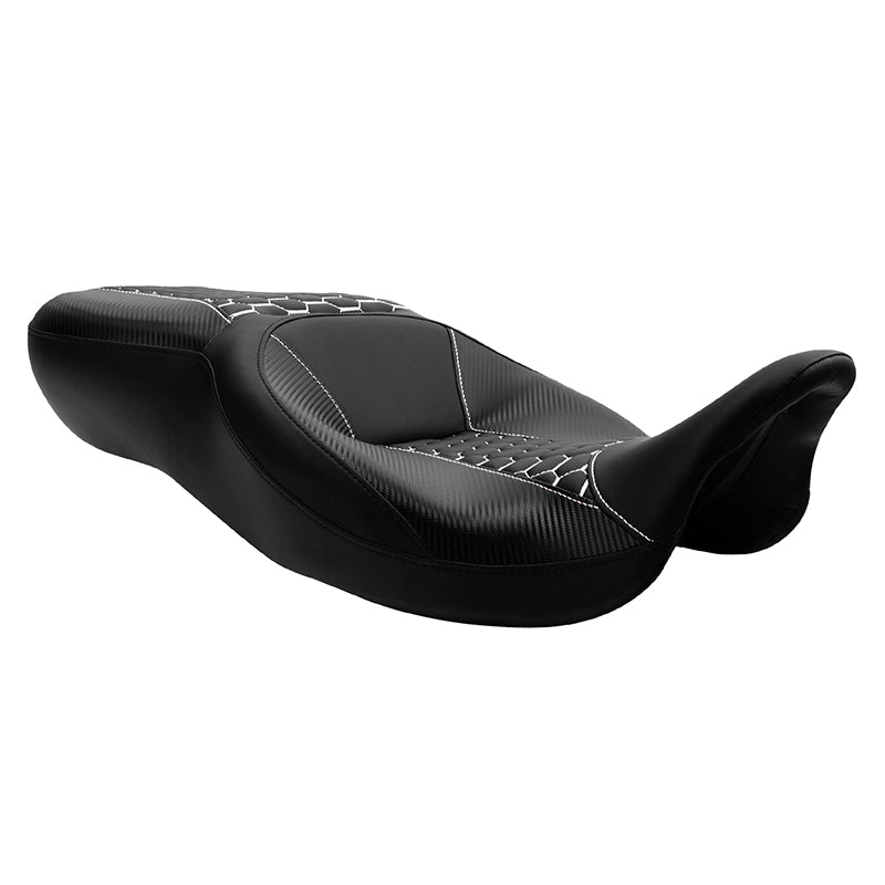 C.C. RIDER Touring Seat 2 Up Seat Driver Passenger Seat Homeycomb For Harley CVO Road Glide Electra Glide Street Glide Road King, 2009-2023