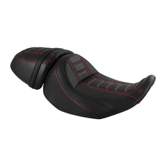 C.C. RIDER Touring Seat Two Piece 2 Up Seat Driver Solo Seat Passenger Seat Red Stitching For CVO Street Glide CVO Road Glide, 2023-2025