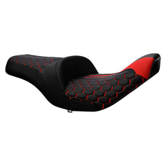 C.C. RIDER Indian Seat One Piece 2 Up Seat Red Honeycomb Stitching For Indian Chieftain Models, 2014-2025
