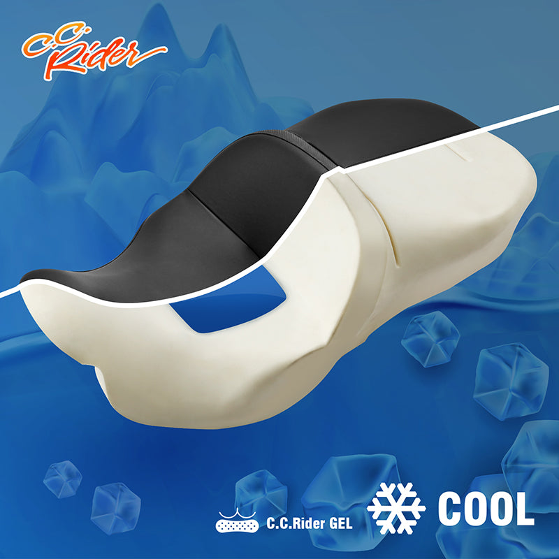 Gel Seat C.C. RIDER Touring Seat 2 Up Seat Driver Passenger Seat For Harley CVO Road Glide Electra Glide Street Glide Road King, 2009-2023