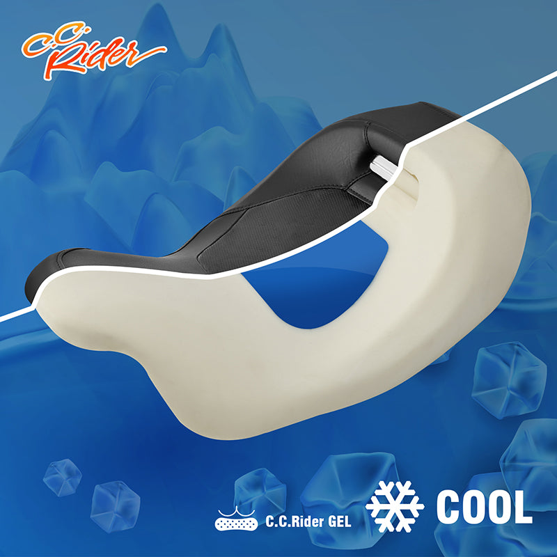 Gel Seat C.C. RIDER Touring Seat Low Profile Driver Passenger Seat For Road King Road Glide Street Glide, 2009-2023