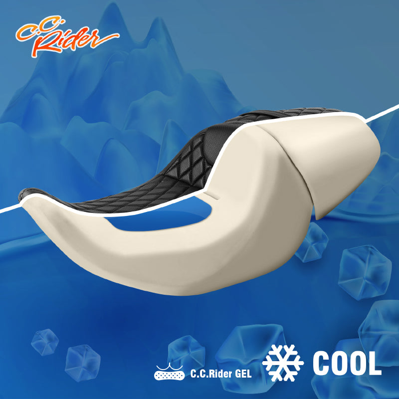 Gel Seat C.C. RIDER Touring Seat Two Piece 2 Up Seat Driver Solo Seat Passenger Seat Lattice Stitching For CVO Street Glide CVO Road Glide, 2023-2025