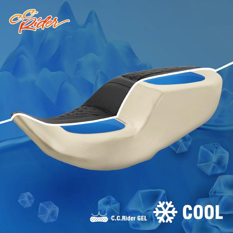 Dual Gel Seat C.C. RIDER Touring Seat One Piece 2 Up Seat Driver Passenger Seat Honeycomb For Street Glide Road Glide, 2023-2025