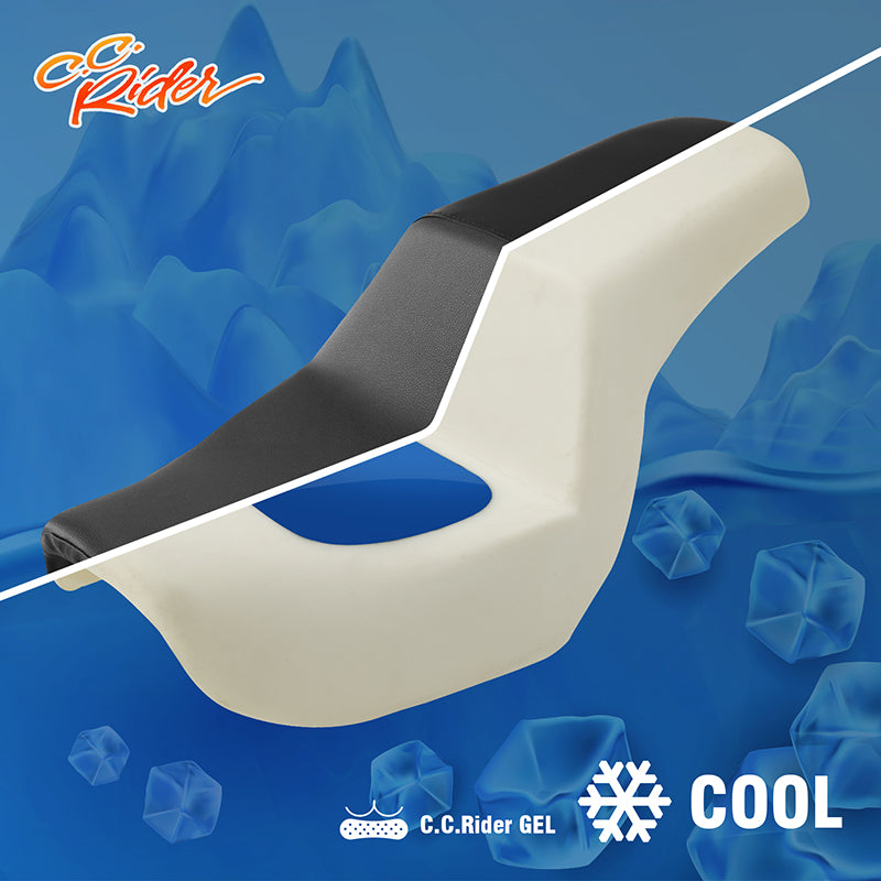 Gel Seat C.C. RIDER Dyna Step Up Seat 2 up Seat Diamond Stitching For Dyna Low Rider Fat Bob FXD/FXDWG, 2006-2017