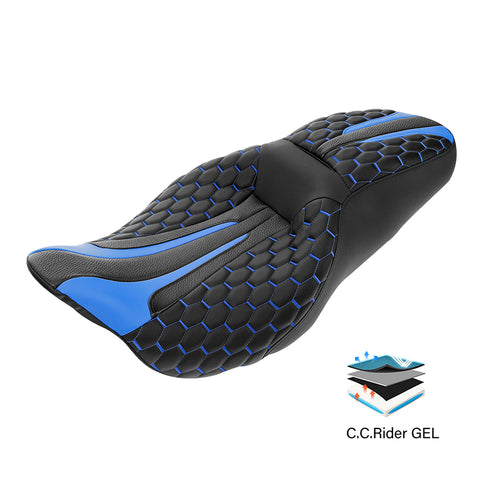 C.C. RIDER Touring Seat 2 up Seat Driver Passenger Seat For Harley Touring Road Glide Electra Glide Street Glide, 2008-2023