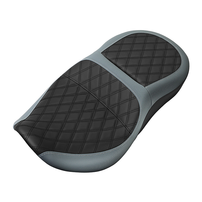 C.C. RIDER Touring Seat One Piece 2 Up Seat Driver Passenger Seat Black Lattice For Street Glide Road Glide, 2023-2025