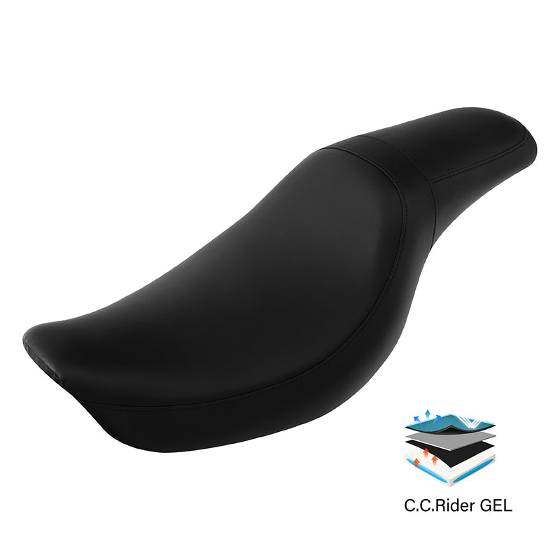 Gel Seat C.C. RIDER Dyna Seat 2 up Seat Motorcycle Seat Black For Dyna Low Rider Fat Bob FXD/FXDWG, 2006-2017