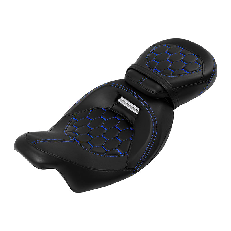 C.C. RIDER Touring Seat Two Piece 2 Up Seat Low Profile Driver Passenger Seat Rubicon For Road Glide Street Glide Road King, 2009-2023
