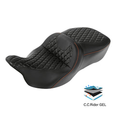 Gel Seat C.C. RIDER Touring Seat 2 Up Seat Driver Passenger Seat For Harley CVO Road King Road Glide Electra Glide Street Glide, 2009-2023