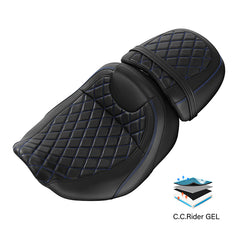 Gel Seat C.C. RIDER Touring Seat Two Piece 2 Up Seat Driver Solo Seat Passenger Seat Lattice Stitching For CVO Street Glide CVO Road Glide, 2023-2025
