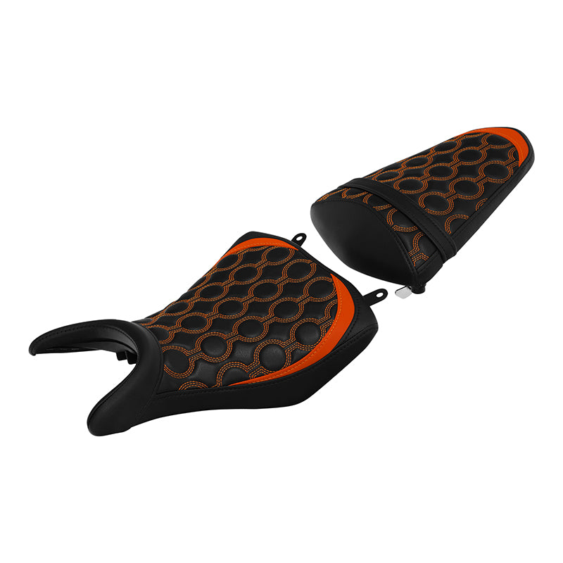 C.C. RIDER YZF R3 YZF R25 MT03 MT25 Front And Rear Seat For YAMAHA Black Orange Circle, 2015-2023