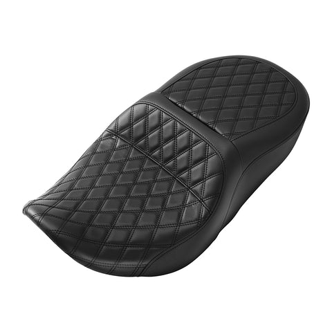 C.C. RIDER Touring Seat One Piece 2 Up Seat Driver Passenger Seat Black Lattice For Road Glide Street Glide, 2023-2024