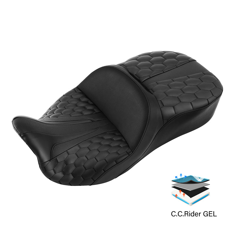 Gel Seat C.C. RIDER Touring Seat Driver Passenger Seat  For Harley CVO Road Glide Electra Glide Street Glide Road King, 2009-2023