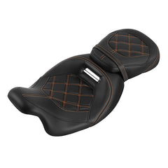 C.C. RIDER Touring Seat Two Piece 2 Up Seat Low Profile Driver Passenger Seat Octane For Road Glide Street Glide Road King, 2009-2023