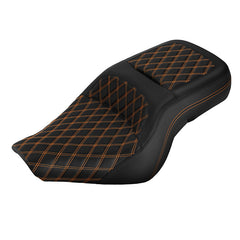 C.C. Rider BMW R18B R18 Transcontinental One Piece Seat Rider Passenger Seat Pillion Cushion Orange Lattice Stitching, 2020-2024