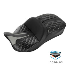 C.C. RIDER Touring Seat 2 Up Seat Driver Passenger Seat With Backrest For Harley CVO Road Glide Electra Glide Street Glide Road King, 2009-2023