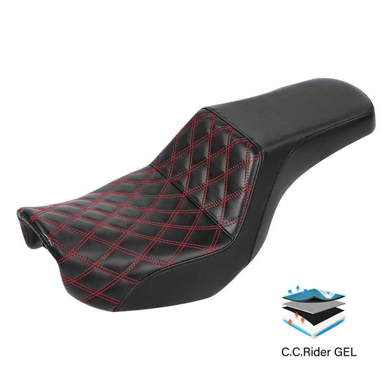 C.C. RIDER Dyna Step Up Seat 2 up Seat Lattice Stitching For Dyna Low Rider Fat Bob FXD/FXDWG, 2006-2017