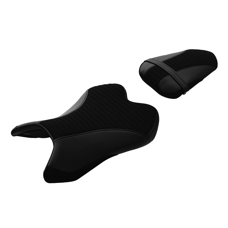 C.C. RIDER YZF R1 Front And Rear Seat For YAMAHA YZFR1 Black Alcantara Leather, 2007-2008