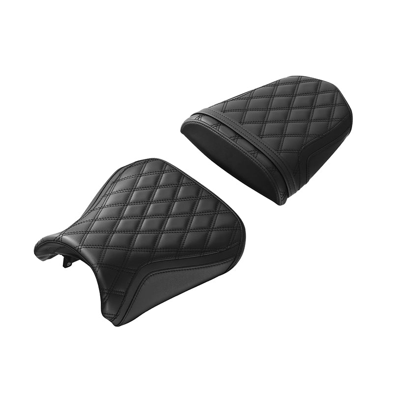 C.C. RIDER GSX-R600 GSX-R750 Front And Rear Seat Fit For SUZUKI GSXR600 GSXR750 Black Diamond Stitch, 2004-2005