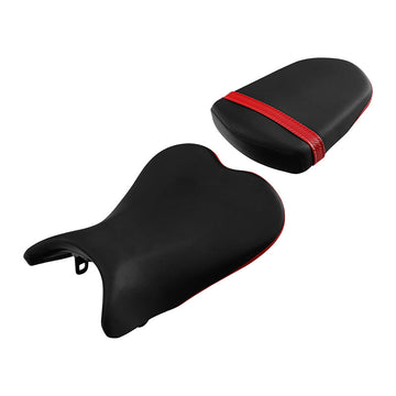 C.C. Rider Black Red Stitch Front and Rear Seat for Suzuki GSX-R600 GSX-R750 2006-2007