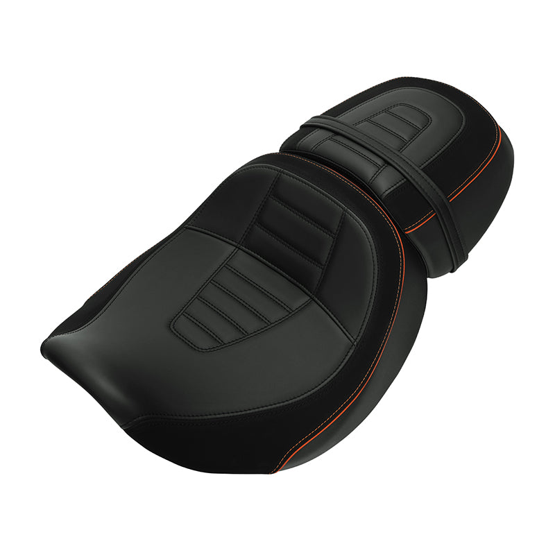 C.C. RIDER Touring Seat Two Piece 2 Up Seat Driver Solo Seat Passenger Seat Alcantara Leather For CVO Street Glide CVO Road Glide, 2023-2025