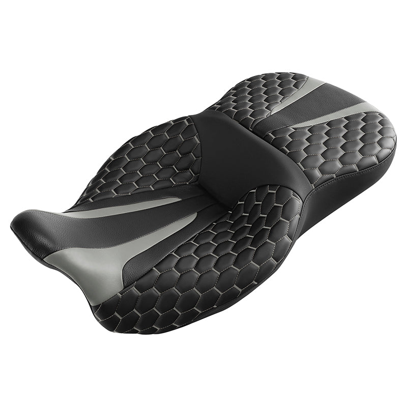 C.C. RIDER Touring Seat 2 Up Seat Driver Passenger Seat Homeycomb For Harley CVO Road Glide Electra Glide Street Glide Road King, 2009-2023