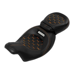 C.C. RIDER Touring Seat Two Piece 2 Up Seat Low Profile Driver Passenger Seat Rubicon For Road Glide Street Glide Road King, 2009-2023