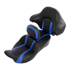 C.C. RIDER Touring Seat Driver Passenger Seat With Backrest For Harley CVO Road Glide Electra Glide Street Glide Road King, Blue, 2014-2023