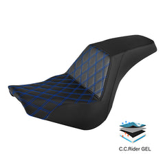 Gel Seat C.C. RIDER Softail Seat 2 up Seat Step Up Lattice Stitching For Softail Standard Street Bob FXBB Standard FXST, 2018-2025