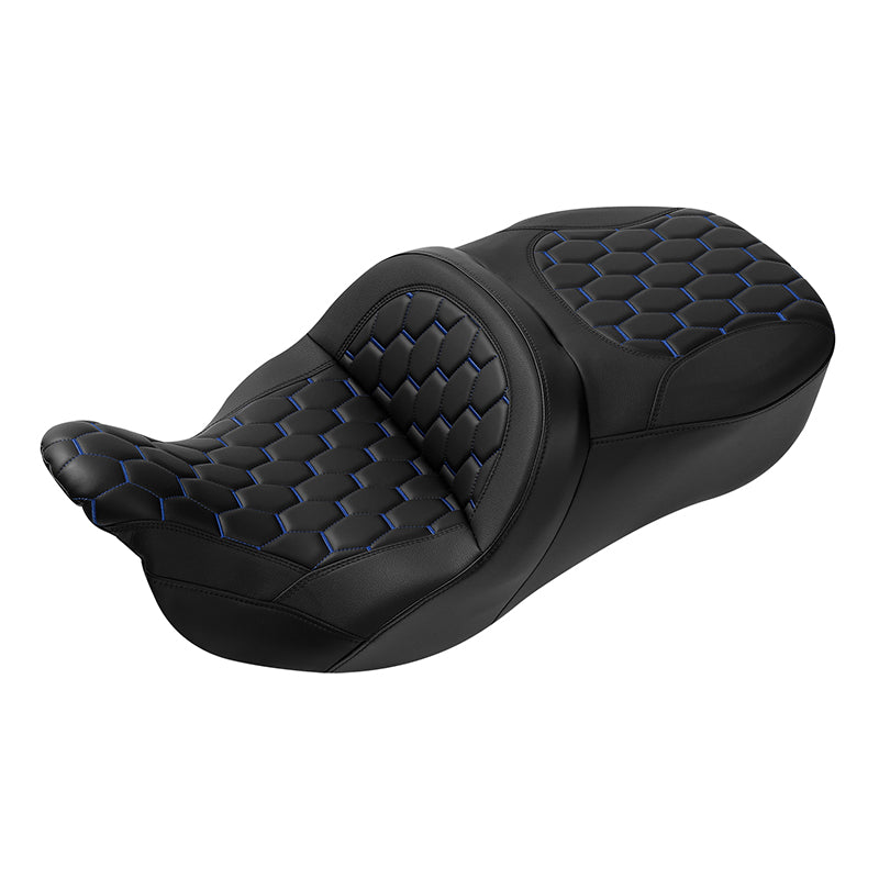 C.C. RIDER Touring Seat 2 Up Seat Driver Passenger Seat With Backrest For Harley CVO Road Glide Electra Glide Street Glide Road King, 2009-2023