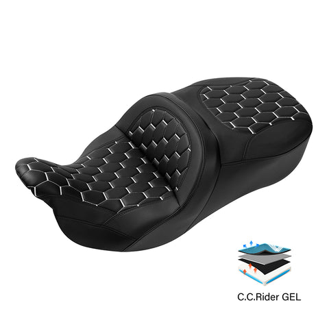 Gel Seat C.C. RIDER Touring Seat 2 Up Seat Driver Passenger Seat For Harley CVO Street Glide Road King Road Glide Electra Glide , 2009-2023