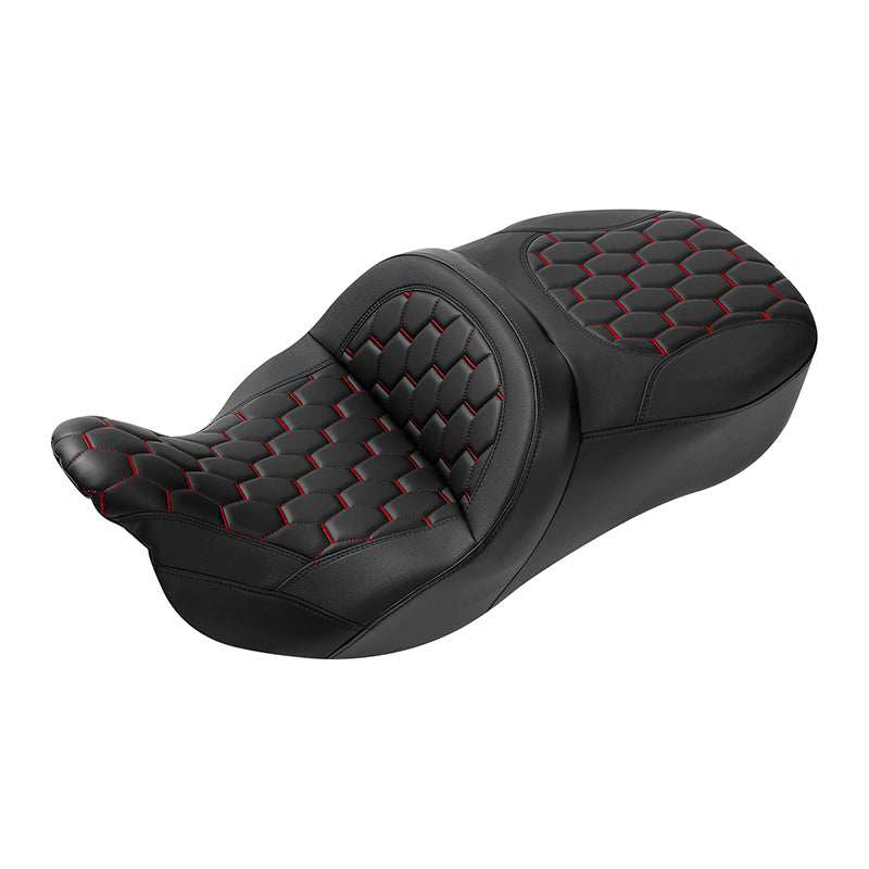 C.C. RIDER Touring Seat 2 Up Seat Driver Passenger Seat With Backrest For Harley CVO Road Glide Electra Glide Street Glide Road King, 2009-2023