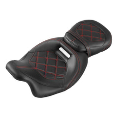 C.C. RIDER Touring Seat Two Piece 2 Up Seat Low Profile Driver Passenger Seat Octane For Road Glide Street Glide Road King, 2009-2023