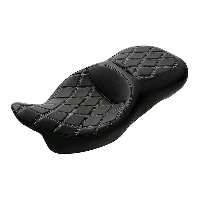 C.C. RIDER Touring Seat 2 Up Seat Driver Passenger Seat Double Roll For Harley CVO Road Glide Electra Glide Street Glide Road King, 2009-2023