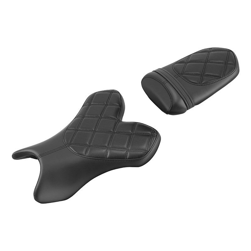 C.C. RIDER YZF R1 Front And Rear Seat For YAMAHA YZFR1 Black Diamond Stitching, 2004-2006