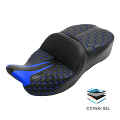 Gel Seat C.C. RIDER Touring Seat Driver Passenger Seat For Harley CVO Street Glide Electra Glide Road Glide Road King, 2009-2023