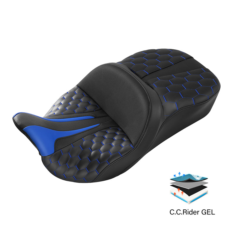 Gel Seat C.C. RIDER Touring Seat Driver Passenger Seat  For Harley CVO Road Glide Electra Glide Street Glide Road King, 2009-2023