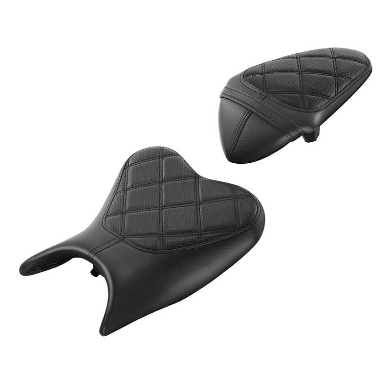 C.C. RIDER Ninja 400 Z400 Front And Rear Seat Fit For Kawasaki Ninja400 Black Lattice, 2018-2024