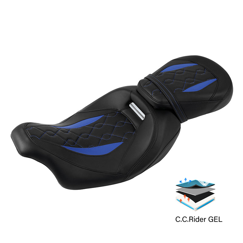 Gel Seat C.C. RIDER Touring Seat Low Profile Driver Passenger Seat For Street Glide Road King Road Glide, 2009-2023