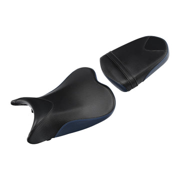 C.C. Rider Black Blue Carbon Fiber Front and Rear Seat for Suzuki GSX-R600 GSX-R750 2006-2007