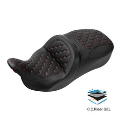 Gel Seat C.C. RIDER Touring Seat 2 Up Seat Driver Passenger Seat For Harley CVO Road King Road Glide Electra Glide Street Glide, 2009-2023