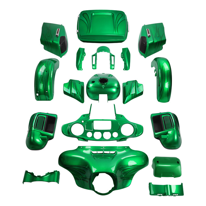 HR3 Flake Candy Green Complete Body Fairing Kit For Harley CVO Street Glide FLHXSE 14-23