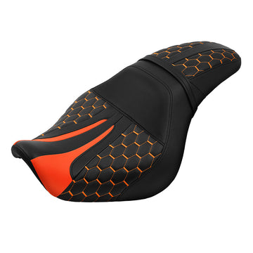 C.C. Rider Orange Honeycomb Design One Piece Seat for Honda Shadow Spirit (VT750C2) 2007-2015 & Shadow Phantom (VT750C2B) 2009-2024